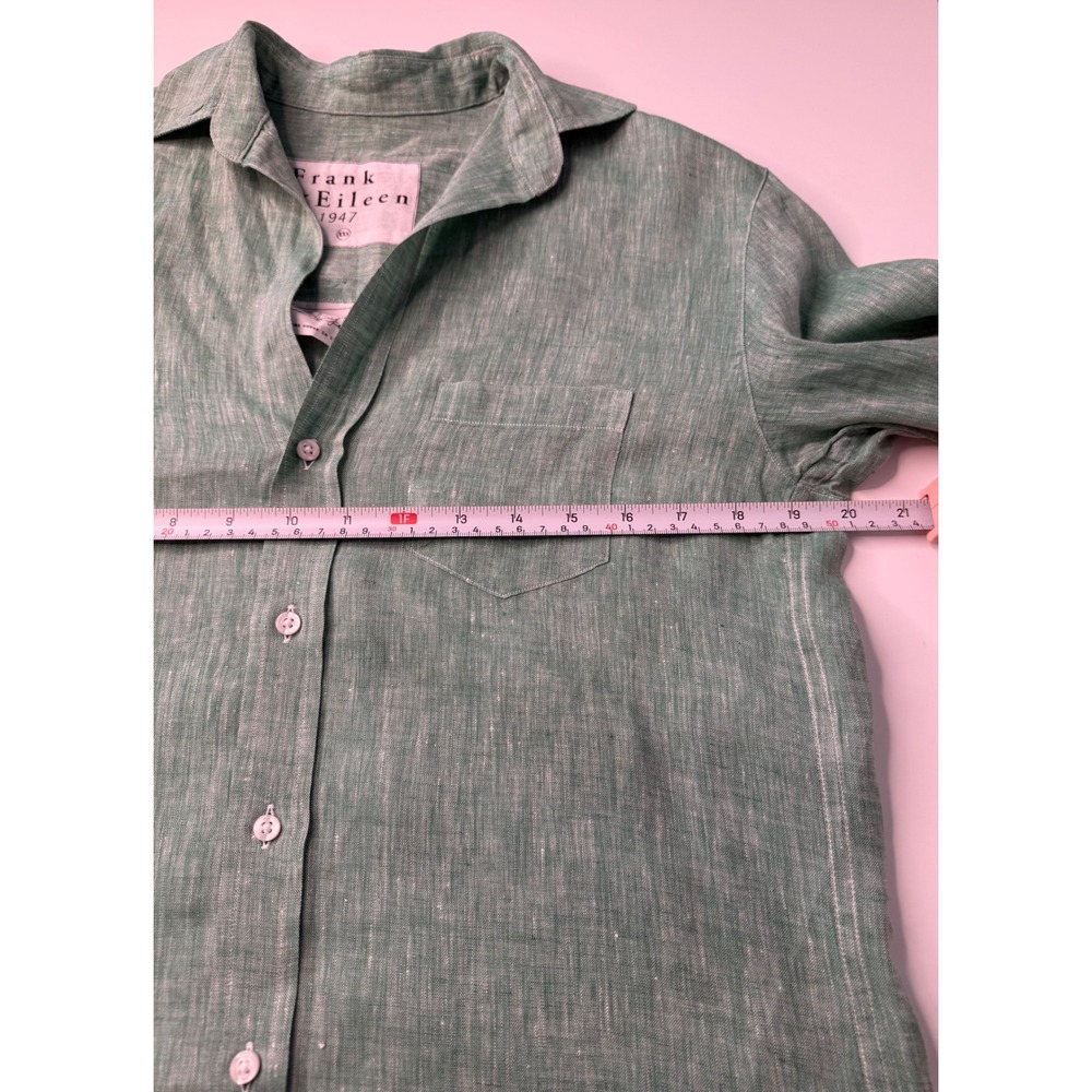 Frank & Eileen Mary Shirt Dress XXS Green 100% Linen Button Front Coastal NWOT - Picture 4 of 12